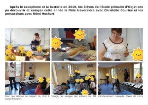 Plaquette interventions école Objat, flûte-percus